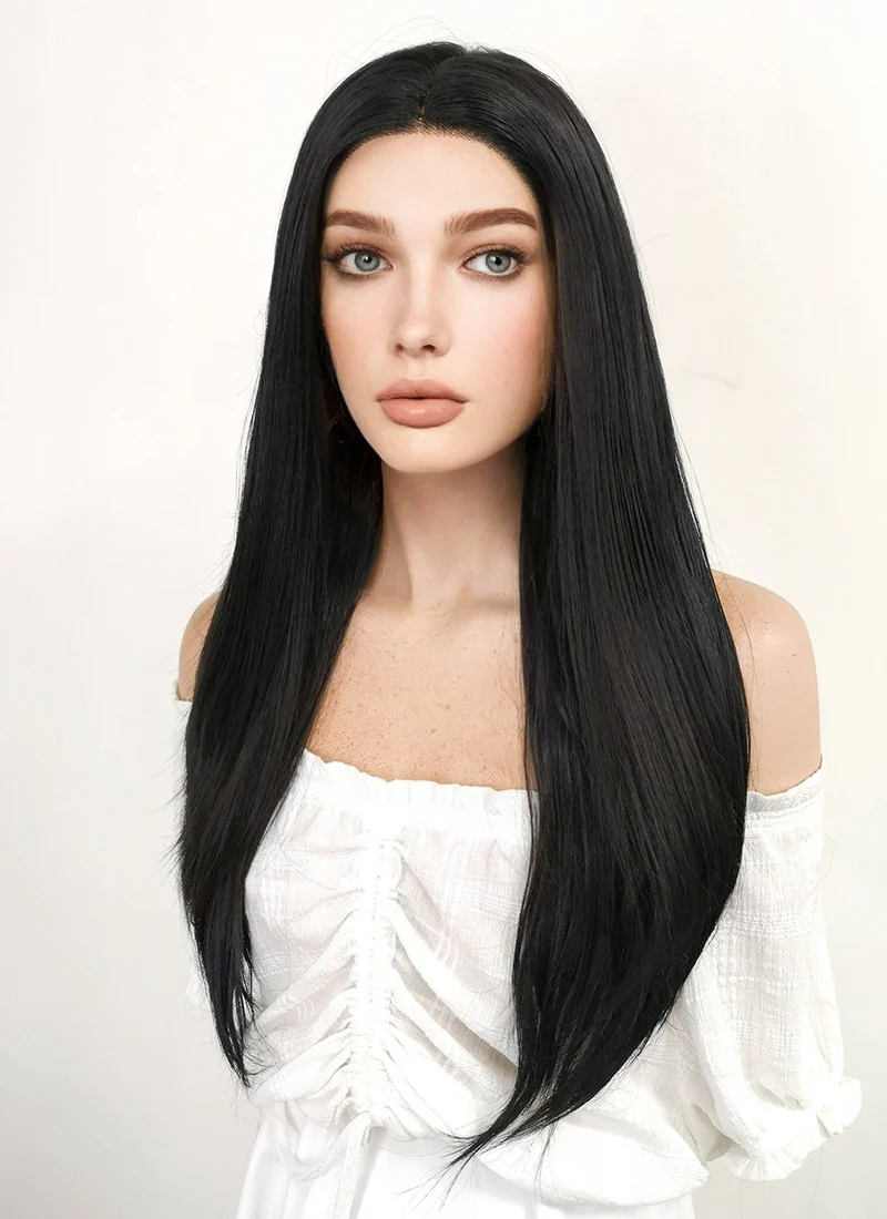 Marvel X-Men Lilith Cosplay Long Straight Jet Black Lace Front Wig LF002 - Image 4