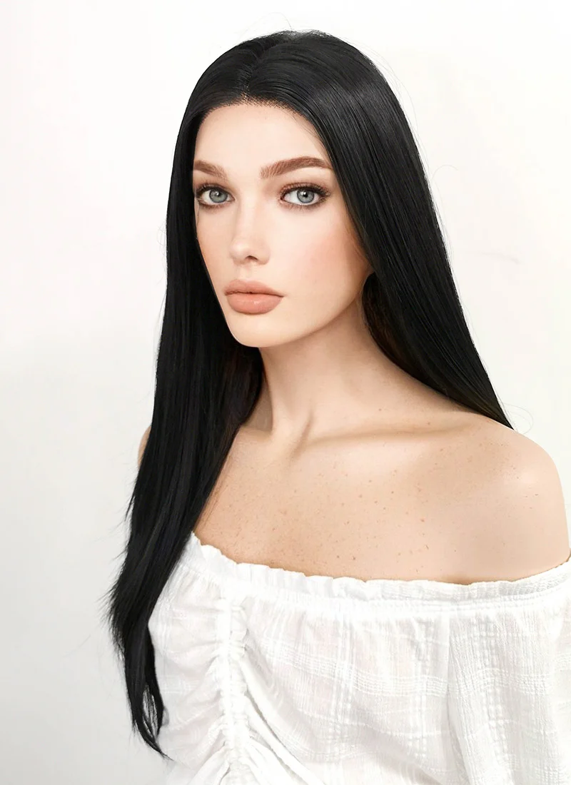 Marvel X-Men Lilith Cosplay Long Straight Jet Black Lace Front Wig LF002 - Image 5