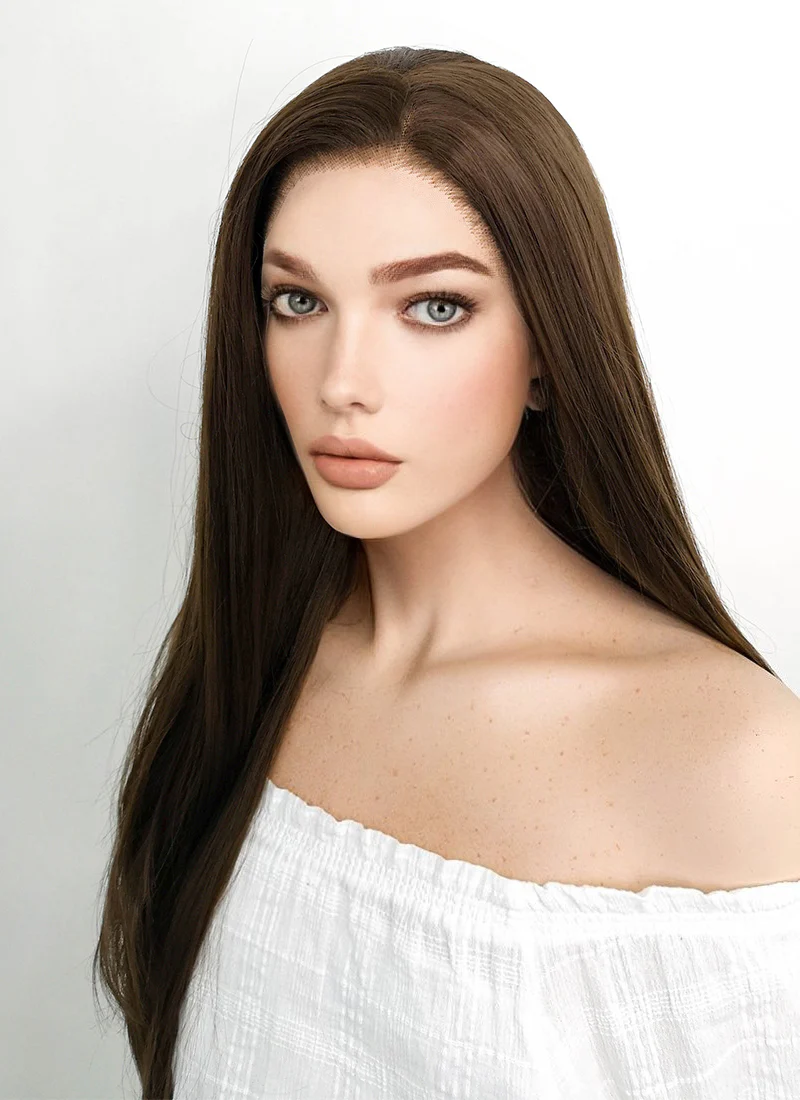 Disney Beauty and the Beast Belle Long Straight Brown Lace Front Synthetic Hair Wig LF006 - Image 5