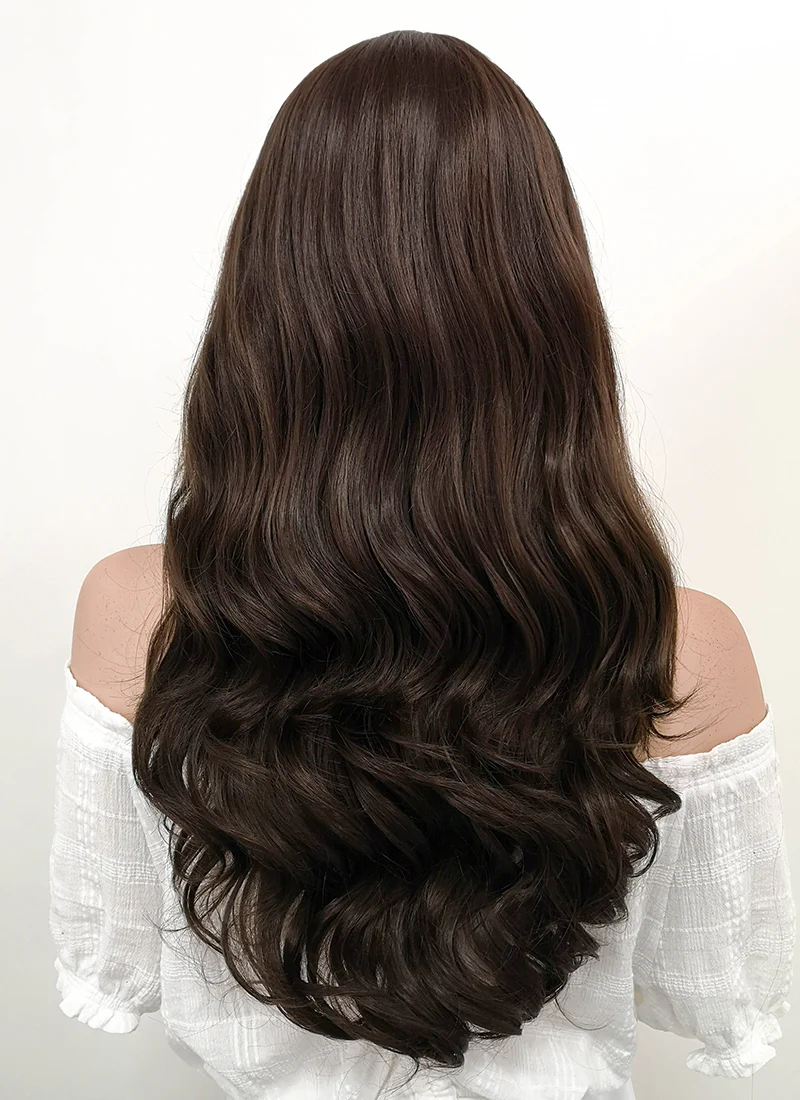 Disney Beauty and the Beast Belle Long Curly Dark Brown Lace Front Synthetic Hair Wig LF117 - Image 6