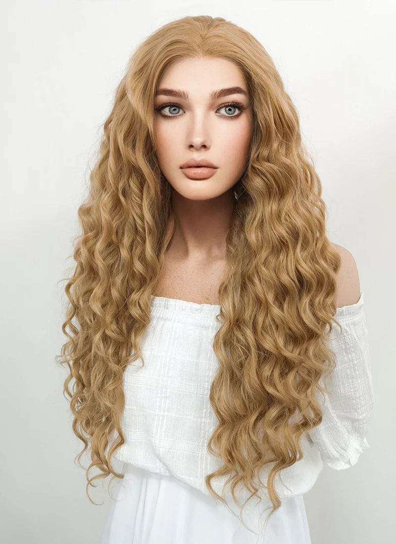 Game of Thrones Cersei Lannister Long Curly Golden Blonde Lace Front Wig LF244 - Image 3