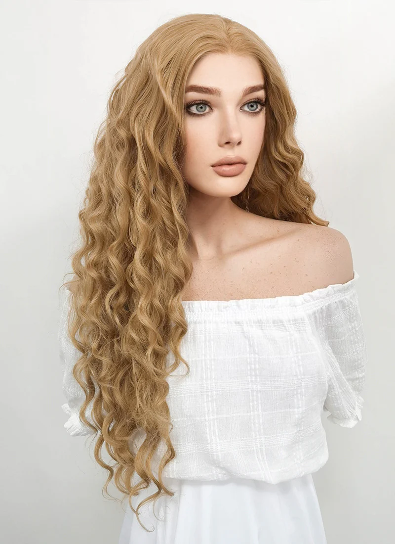 Game of Thrones Cersei Lannister Long Curly Golden Blonde Lace Front Wig LF244 - Image 4