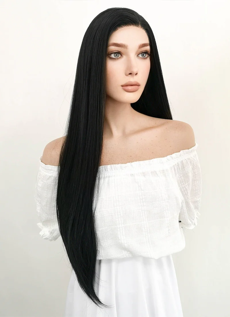Marvel Alpha Flight Talisman Cosplay Long Straight Jet Black Lace Front Wig LF327 - Image 4