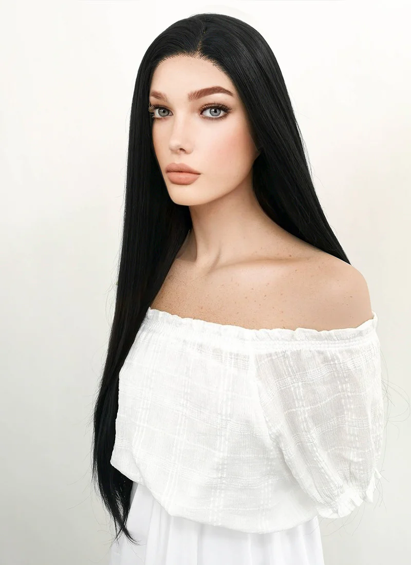 Marvel Alpha Flight Talisman Cosplay Long Straight Jet Black Lace Front Wig LF327 - Image 5