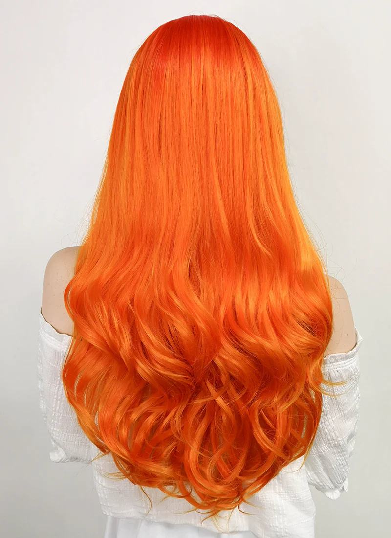 DC Starfire Long Curly Red Mixed Orange Lace Front Synthetic Hair Wig LF383 - Image 7