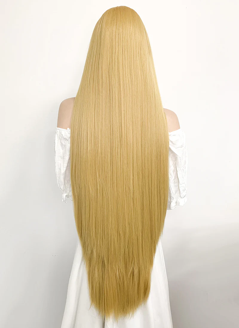 Disney Princess Tangled Rapunzel Long Straight Yaki Blonde Lace Front Synthetic Hair Wig LF701S - Image 10