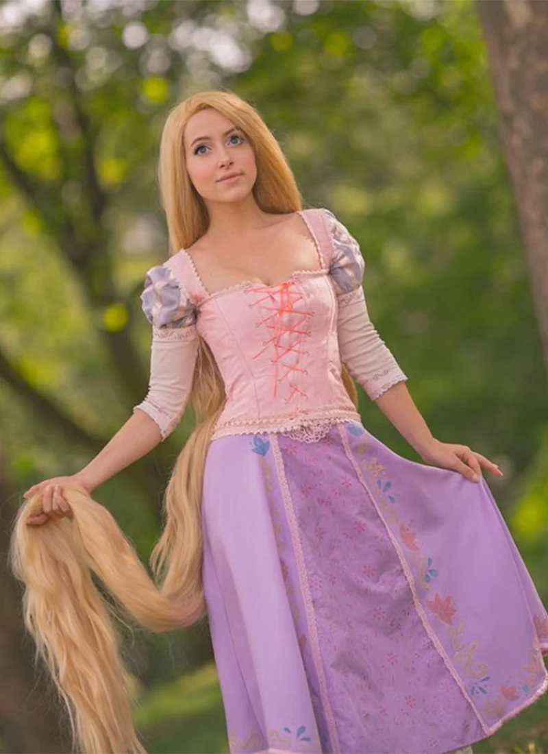 Disney Princess Tangled Rapunzel Long Straight Yaki Blonde Lace Front Synthetic Hair Wig LF701S - Image 3