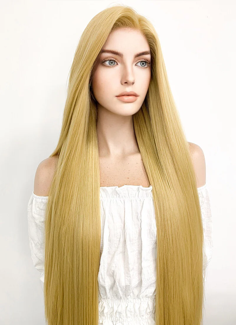 Disney Princess Tangled Rapunzel Long Straight Yaki Blonde Lace Front Synthetic Hair Wig LF701S - Image 6