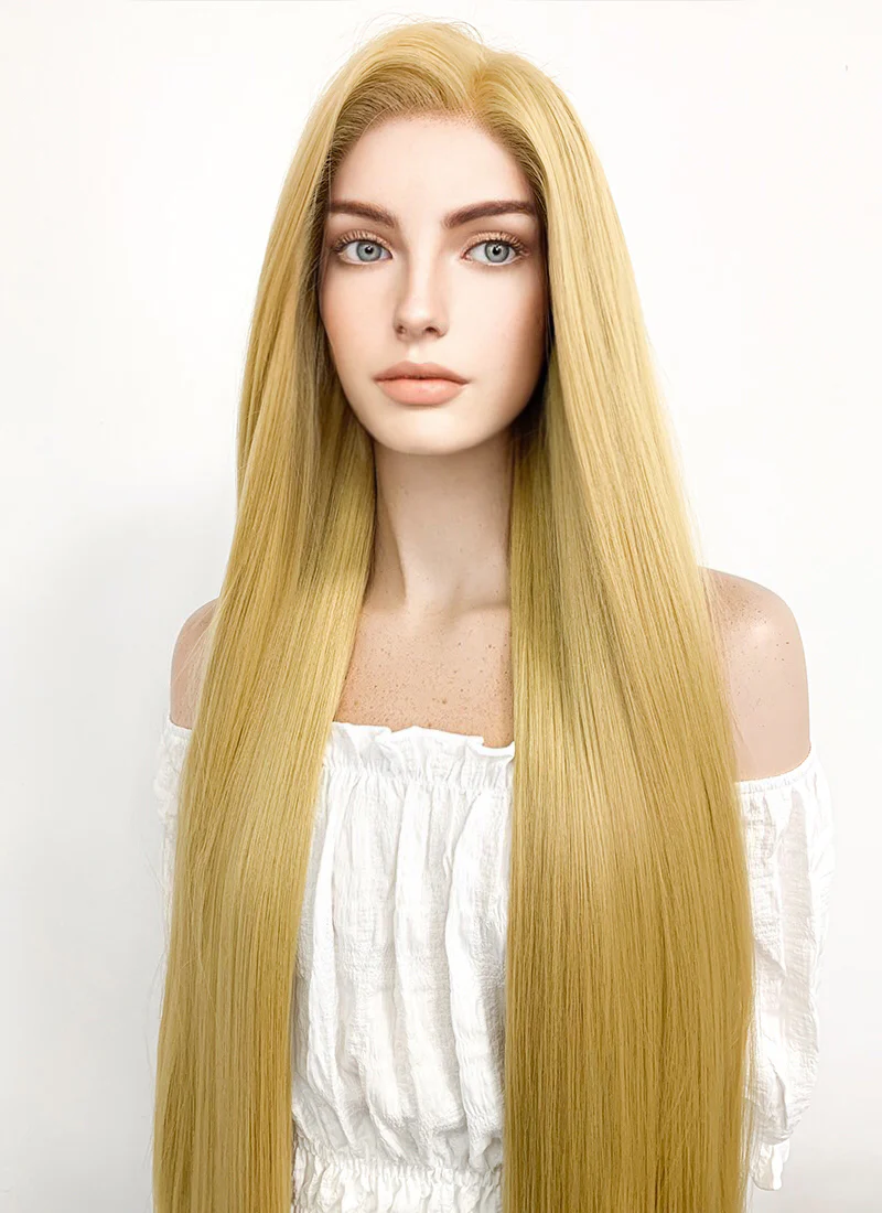 Disney Princess Tangled Rapunzel Long Straight Yaki Blonde Lace Front Synthetic Hair Wig LF701S - Image 7