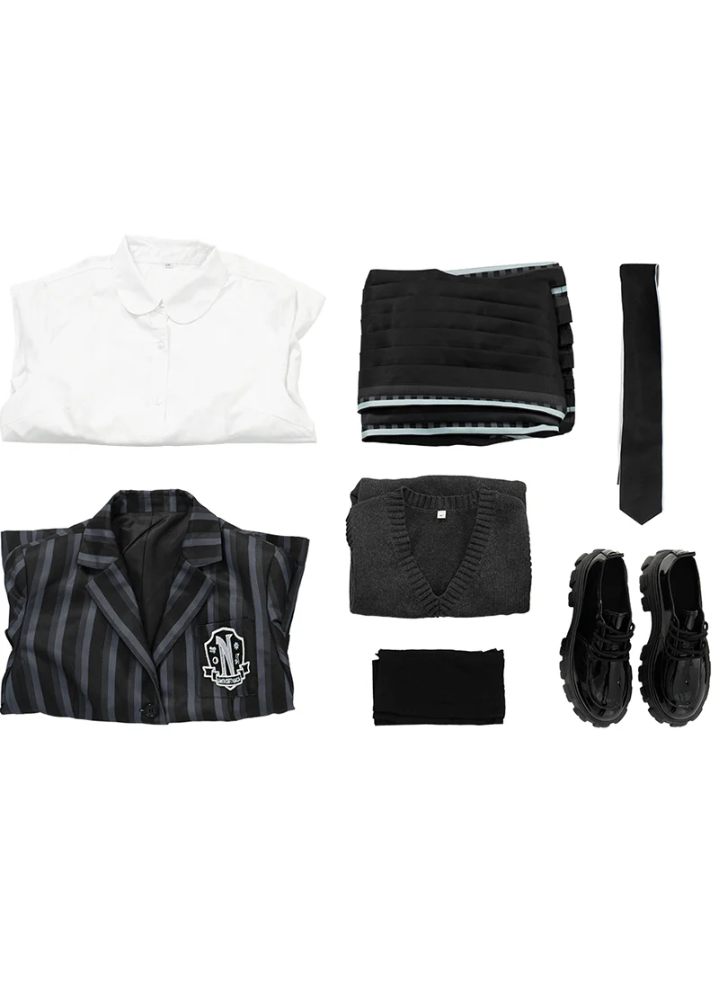 Wednesday Addams Nevermore Academy School Uniform Cosplay Costume Outfit Full Set CS798 - Image 14