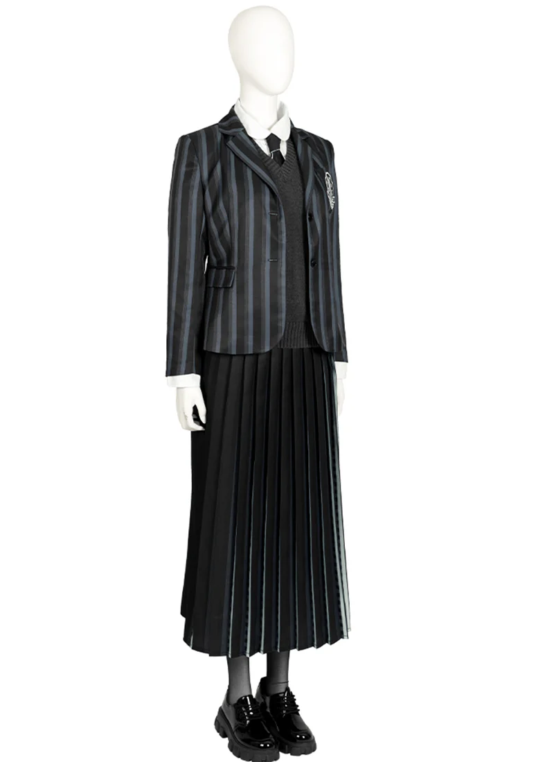 Wednesday Addams Nevermore Academy School Uniform Cosplay Costume Outfit Full Set CS798 - Image 4