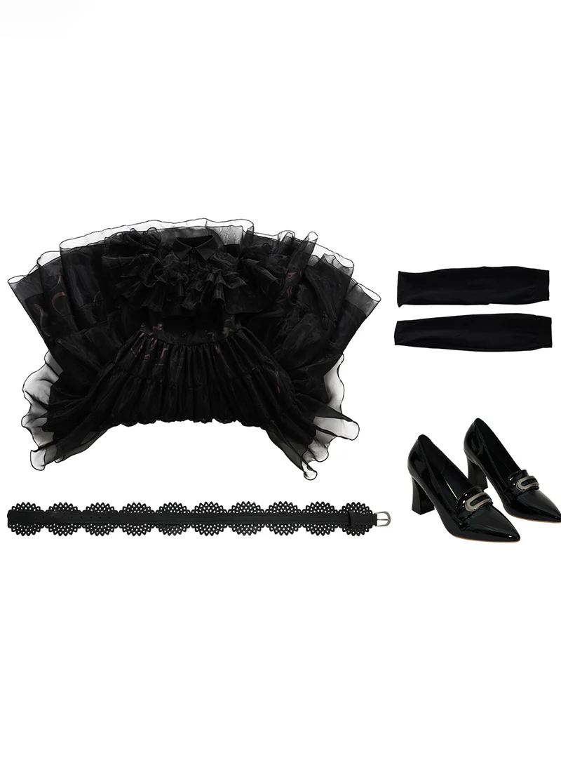 Wednesday Addams Black Dress Cosplay Costume Outfit CS799 - Image 10
