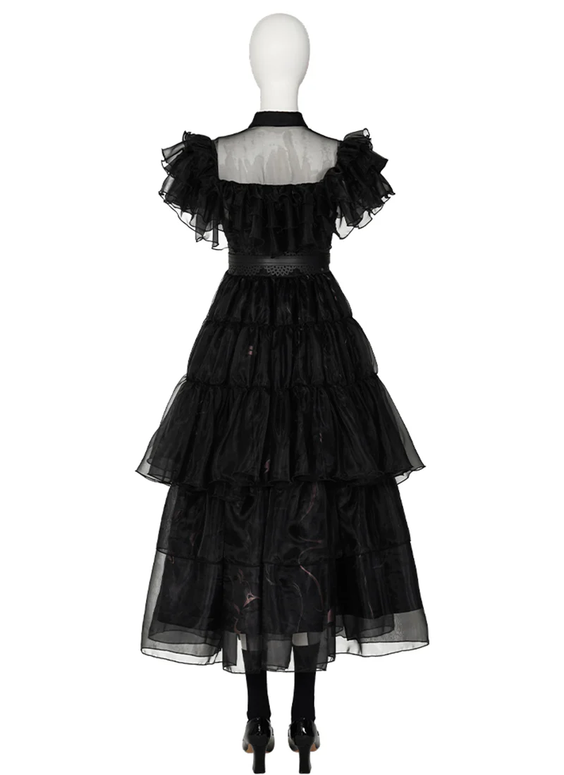 Wednesday Addams Black Dress Cosplay Costume Outfit CS799 - Image 4