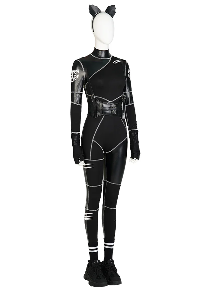 The Addams Family Wednesday Addams Leather Jumpsuit Cosplay Costume Outfit Full Set CS800 - Image 4
