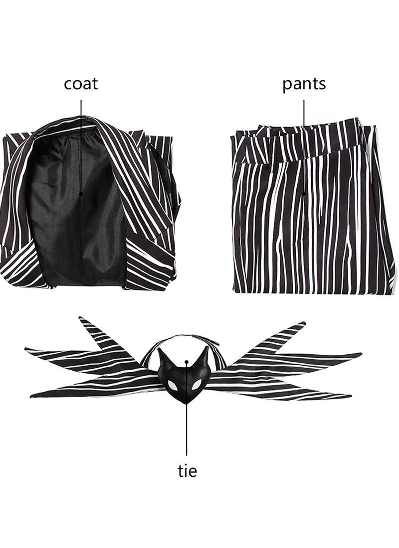 The Nightmare Before Christmas Jack Skellington Cosplay Costume Outfit Full Set CS801 - Image 12