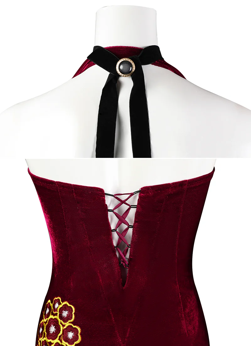 RE4 Resident Evil 4 Remake Ada Wong Velvet Cheongsam Costume - Tactical Cosplay Qipao Dress CS826 - Image 5