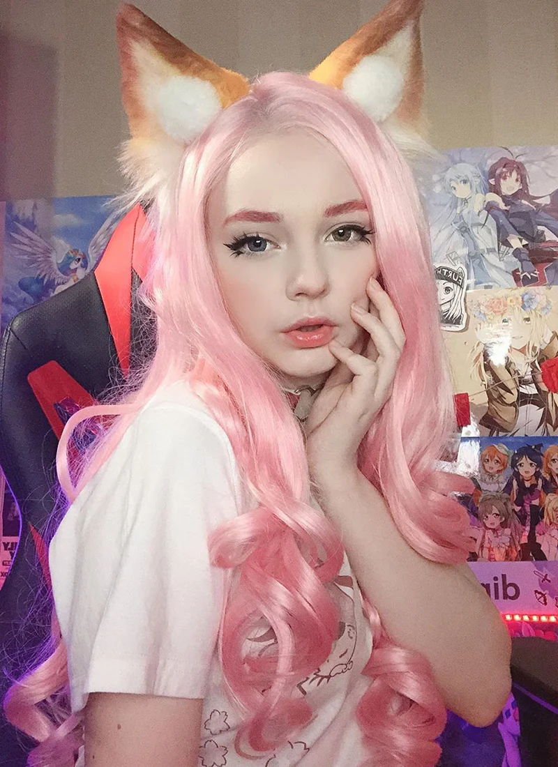 Long Wavy Pink Lace Front Synthetic Hair Wig LF084 - Image 3