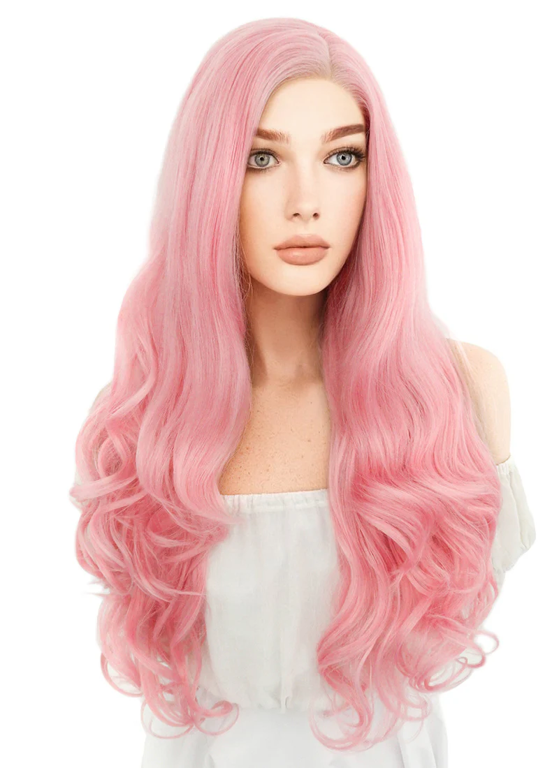 Long Wavy Pink Lace Front Synthetic Hair Wig LF084 - Image 4