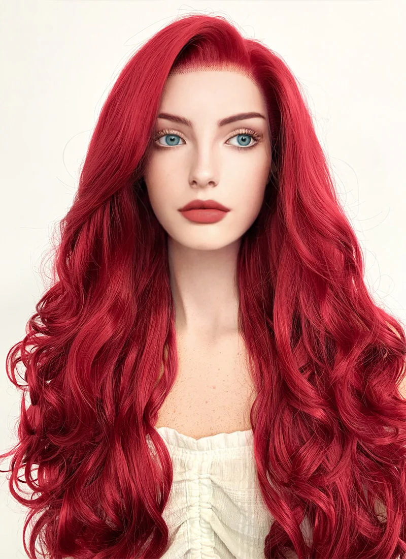 Disney The Little Mermaid Ariel Long Wavy Red Lace Front Synthetic Hair Wig LF085 - Image 3