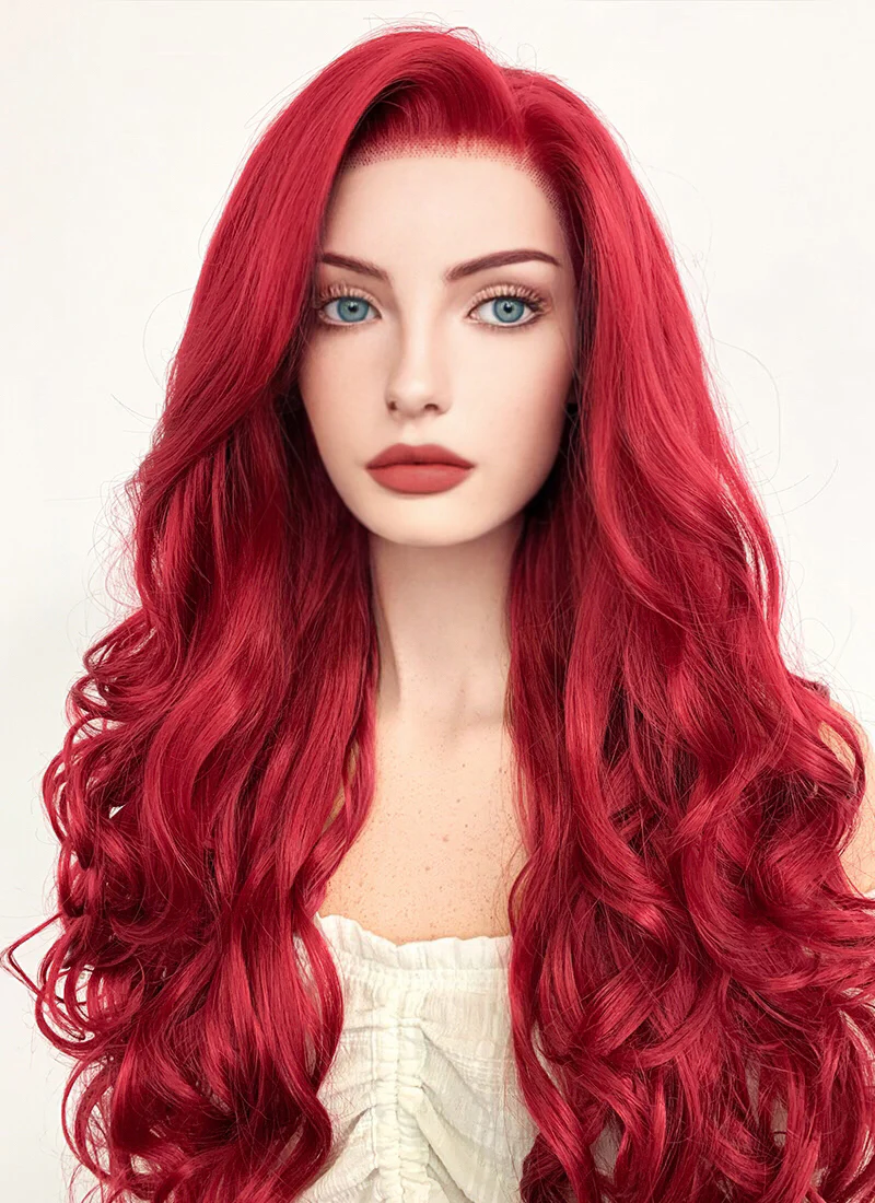 Disney The Little Mermaid Ariel Long Wavy Red Lace Front Synthetic Hair Wig LF085 - Image 6
