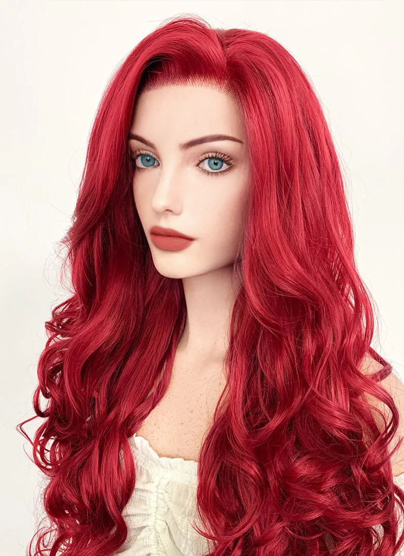 Disney The Little Mermaid Ariel Long Wavy Red Lace Front Synthetic Hair Wig LF085 - Image 8