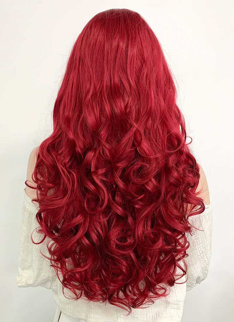 Disney The Little Mermaid Ariel Long Wavy Red Lace Front Synthetic Hair Wig LF085 - Image 9