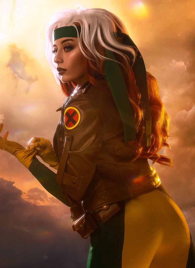 Marvel X-Men Rogue Long Wavy White Auburn Mixed Lace Front Synthetic Hair Wig LF1703 - Image 3