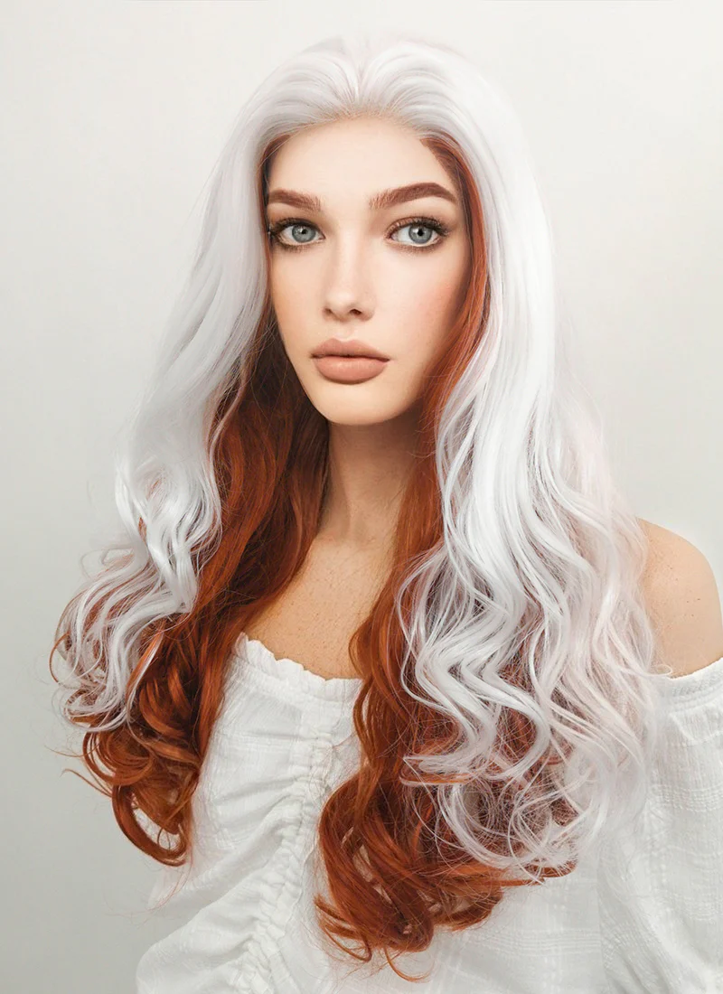 Marvel X-Men Rogue Long Wavy White Auburn Mixed Lace Front Synthetic Hair Wig LF1703 - Image 5