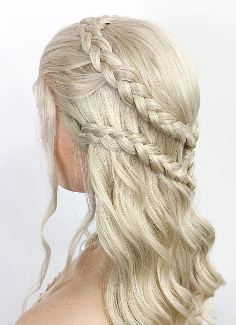Game of Thrones Daenerys Targaryen Long Light Ash Blonde Braided Lace Front Synthetic Wig LF2021 - Image 10