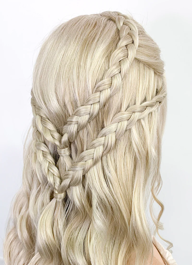 Game of Thrones Daenerys Targaryen Long Light Ash Blonde Braided Lace Front Synthetic Wig LF2021 - Image 11