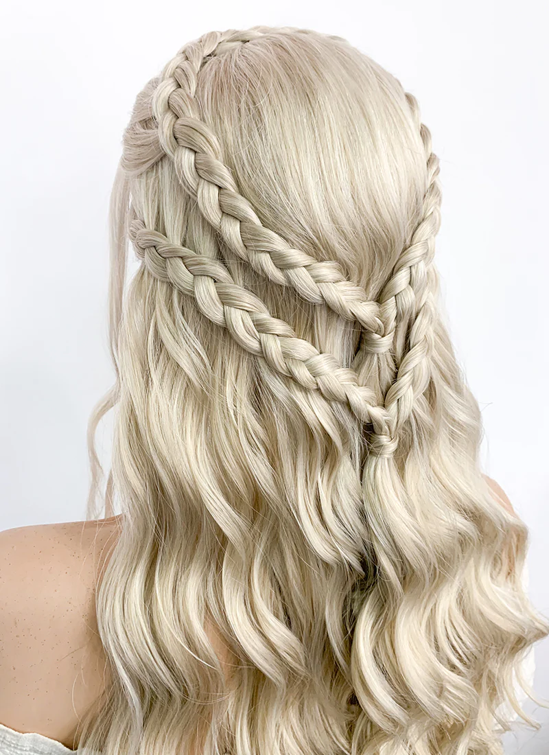 Game of Thrones Daenerys Targaryen Long Light Ash Blonde Braided Lace Front Synthetic Wig LF2021 - Image 12