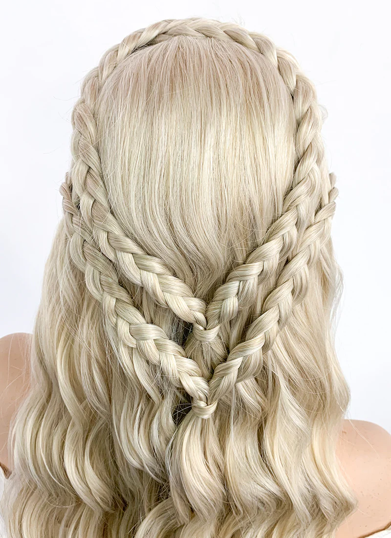 Game of Thrones Daenerys Targaryen Long Light Ash Blonde Braided Lace Front Synthetic Wig LF2021 - Image 17