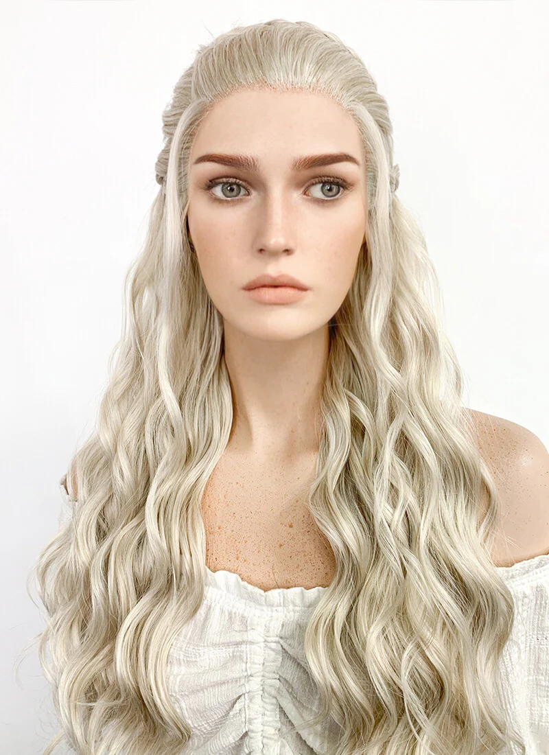 Game of Thrones Daenerys Targaryen Long Light Ash Blonde Braided Lace Front Synthetic Wig LF2021 - Image 3