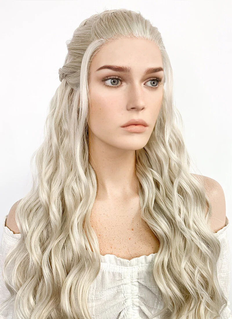 Game of Thrones Daenerys Targaryen Long Light Ash Blonde Braided Lace Front Synthetic Wig LF2021 - Image 5