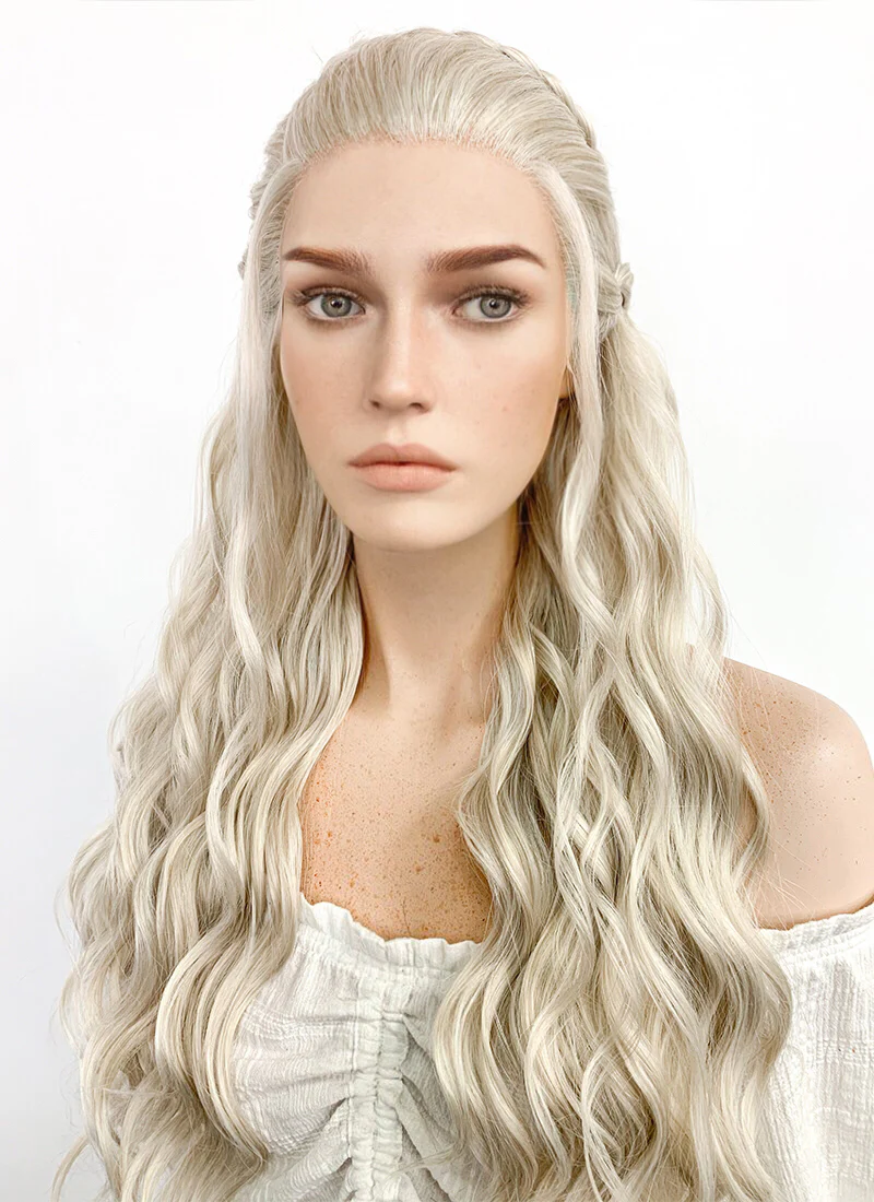 Game of Thrones Daenerys Targaryen Long Light Ash Blonde Braided Lace Front Synthetic Wig LF2021 - Image 6