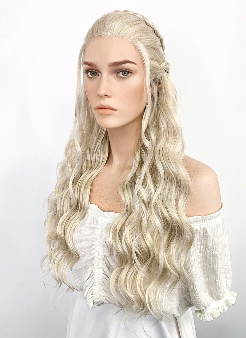 Game of Thrones Daenerys Targaryen Long Light Ash Blonde Braided Lace Front Synthetic Wig LF2021 - Image 7