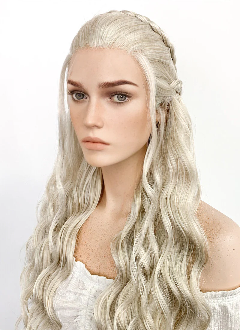 Game of Thrones Daenerys Targaryen Long Light Ash Blonde Braided Lace Front Synthetic Wig LF2021 - Image 8