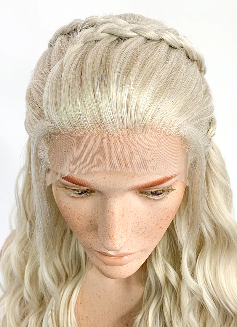Game of Thrones Daenerys Targaryen Long Light Ash Blonde Braided Lace Front Synthetic Wig LF2021 - Image 9