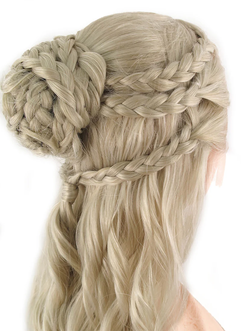 Game of Thrones Daenerys Targaryen Long Light Ash Blonde Braided Lace Front Synthetic Wig LF2039 - Image 10