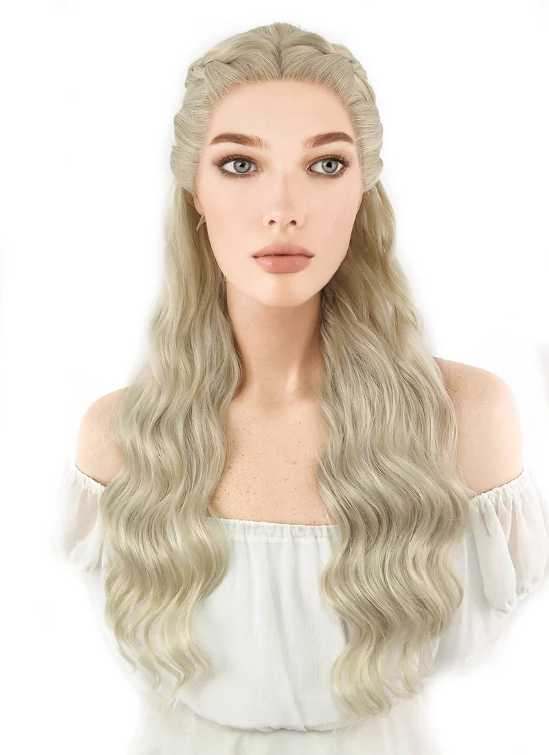 Game of Thrones Daenerys Targaryen Long Light Ash Blonde Braided Lace Front Synthetic Wig LF2039 - Image 5