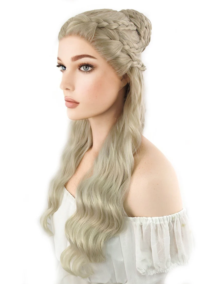 Game of Thrones Daenerys Targaryen Long Light Ash Blonde Braided Lace Front Synthetic Wig LF2039 - Image 6