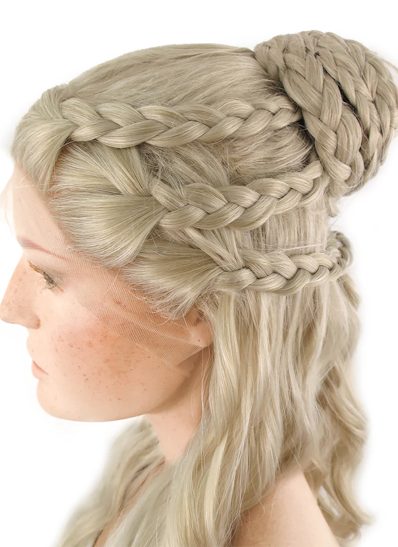 Game of Thrones Daenerys Targaryen Long Light Ash Blonde Braided Lace Front Synthetic Wig LF2039 - Image 7