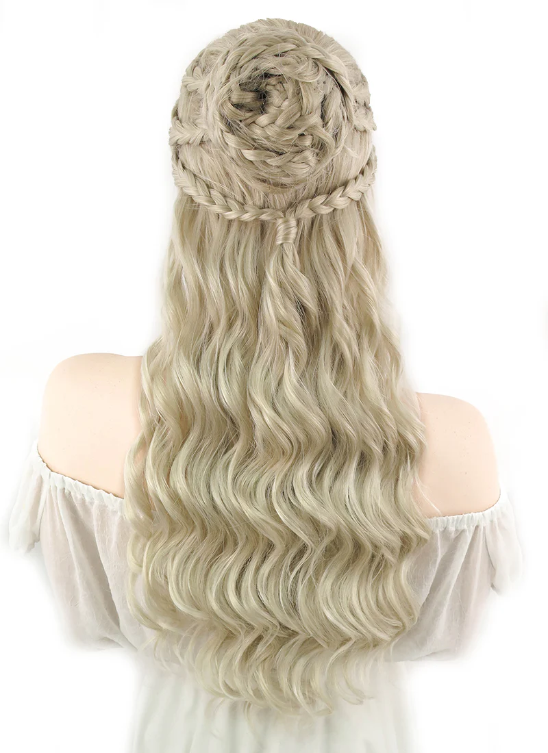 Game of Thrones Daenerys Targaryen Long Light Ash Blonde Braided Lace Front Synthetic Wig LF2039 - Image 8