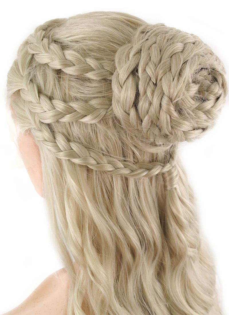 Game of Thrones Daenerys Targaryen Long Light Ash Blonde Braided Lace Front Synthetic Wig LF2039 - Image 9