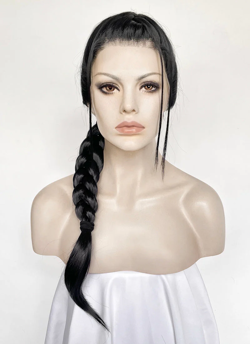 Tomb Raider Lara Croft Jet Black Braided Lace Front Synthetic Hair Wig LF2520 - Image 3