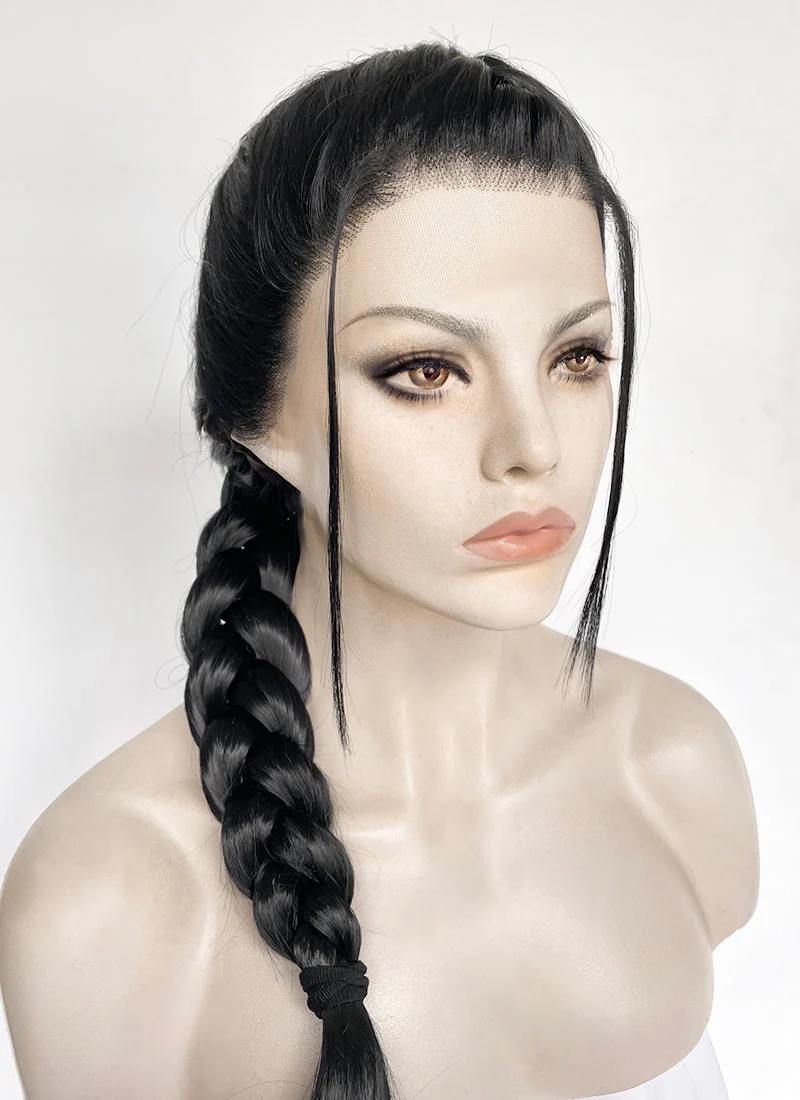 Tomb Raider Lara Croft Jet Black Braided Lace Front Synthetic Hair Wig LF2520 - Image 5