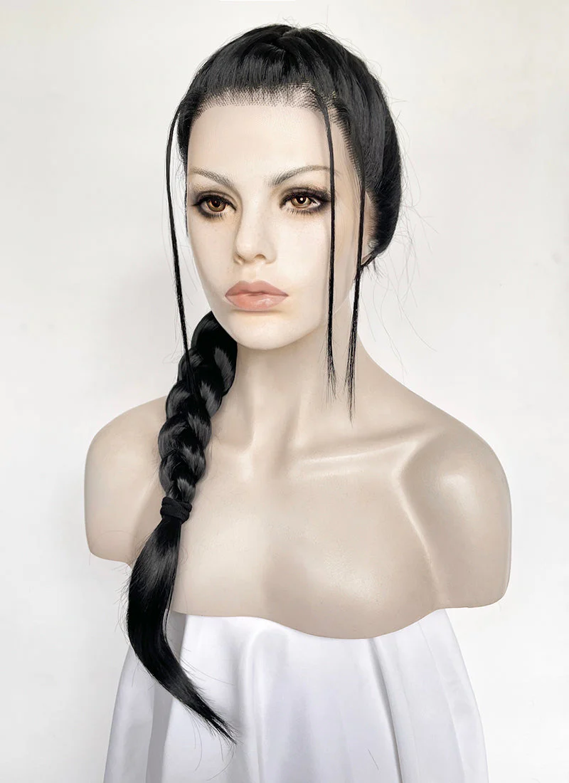 Tomb Raider Lara Croft Jet Black Braided Lace Front Synthetic Hair Wig LF2520 - Image 6