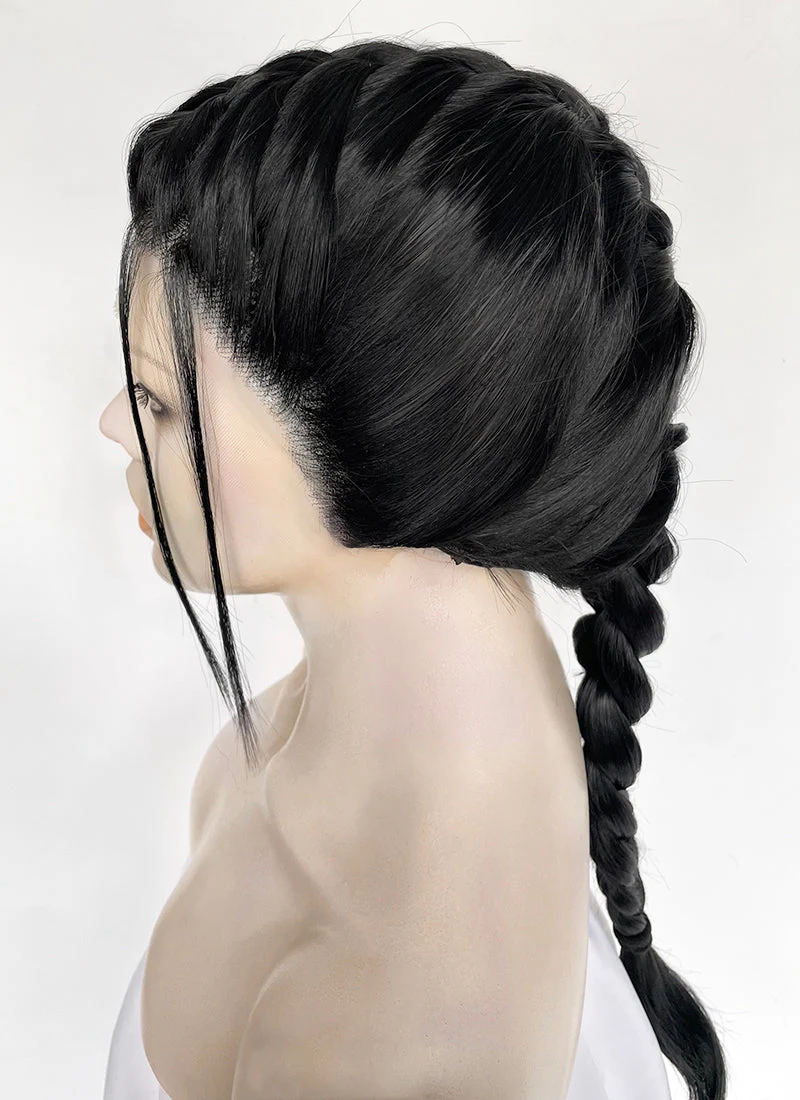 Tomb Raider Lara Croft Jet Black Braided Lace Front Synthetic Hair Wig LF2520 - Image 9