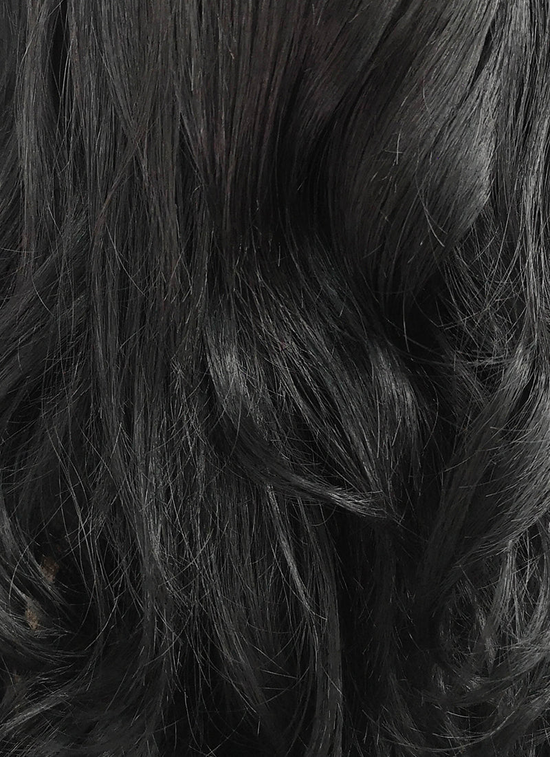 Medium Wavy Jet Black Lace Front Synthetic Hair Wig LF257 - Image 6