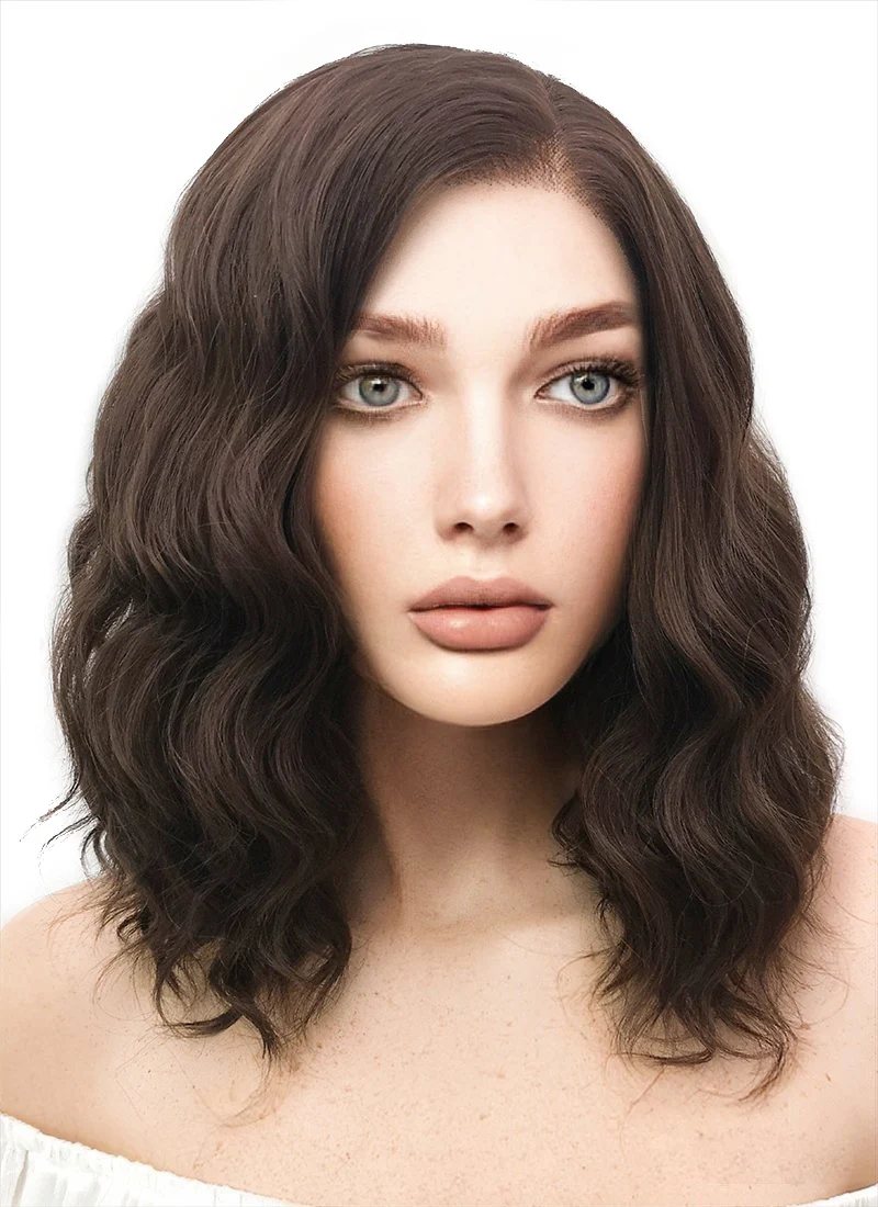 Medium Wavy Brown Lace Front Synthetic Hair Wig LF407 - Image 3